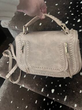 Classic Woven Accent Satchel Handbag - Taupe